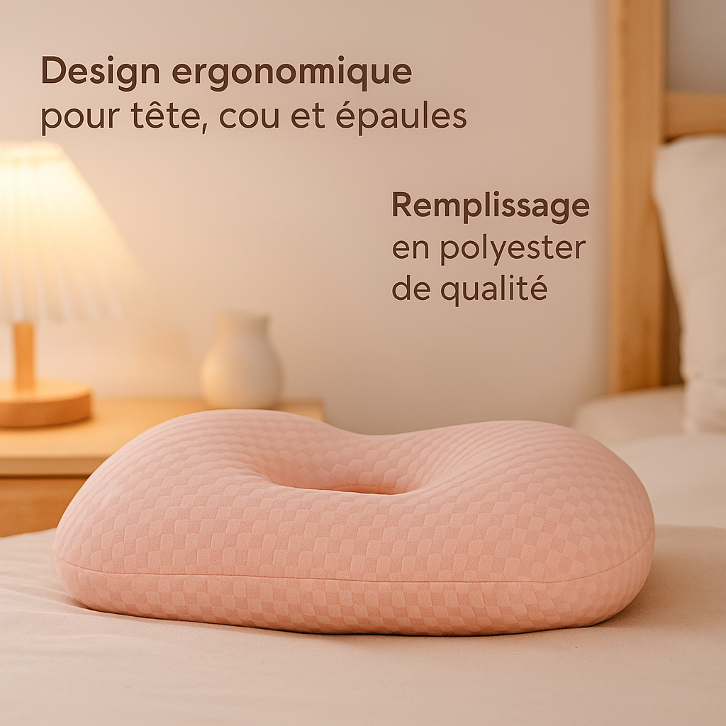 Oreiller avec trou ergonomique - spécial piercing & écouteurs